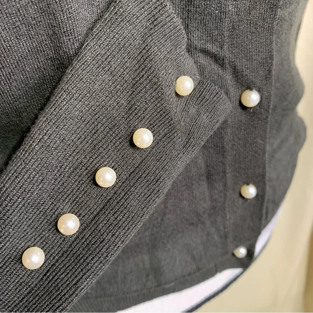 Zara XS Dark Green Pearl Button Cardigan - Picture 4 of 7
